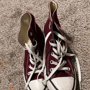 Converse Burgundy High-Tops with White Accents